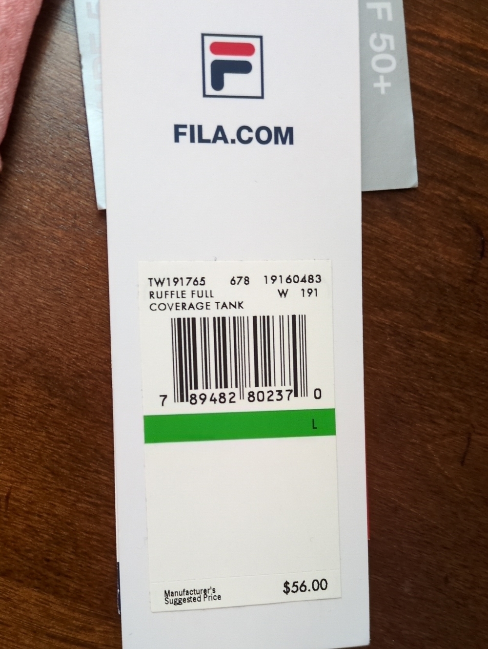 FILA Ruffle Full Coverage Tank In Peach Size L - Picture 9 of 10
